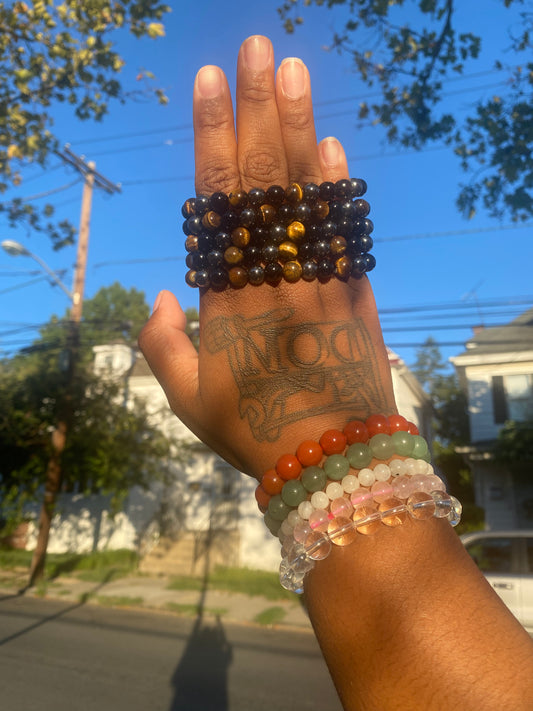 Tigers eye x Hematite x Black Onyx